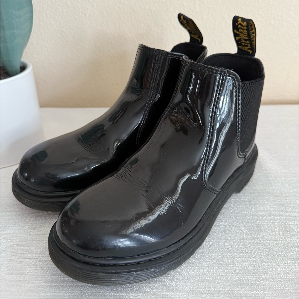 Dr. Martins Black Patent Leather Unisex Chelsea Boots - Picture 6 of 12